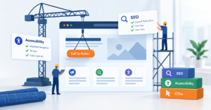 An abstract image showing the process of law firm website design.