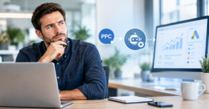A Google Ads ppc manager considering the use of ai tools and smart bidding to manage a ppc campaign.