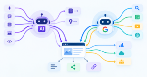 An image showing different behaviors of AI Crawlers vs Google Crawler