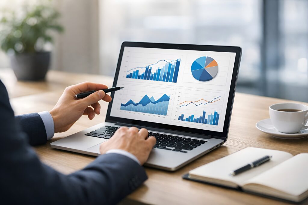 Law firm seo digital marketing report on a laptop